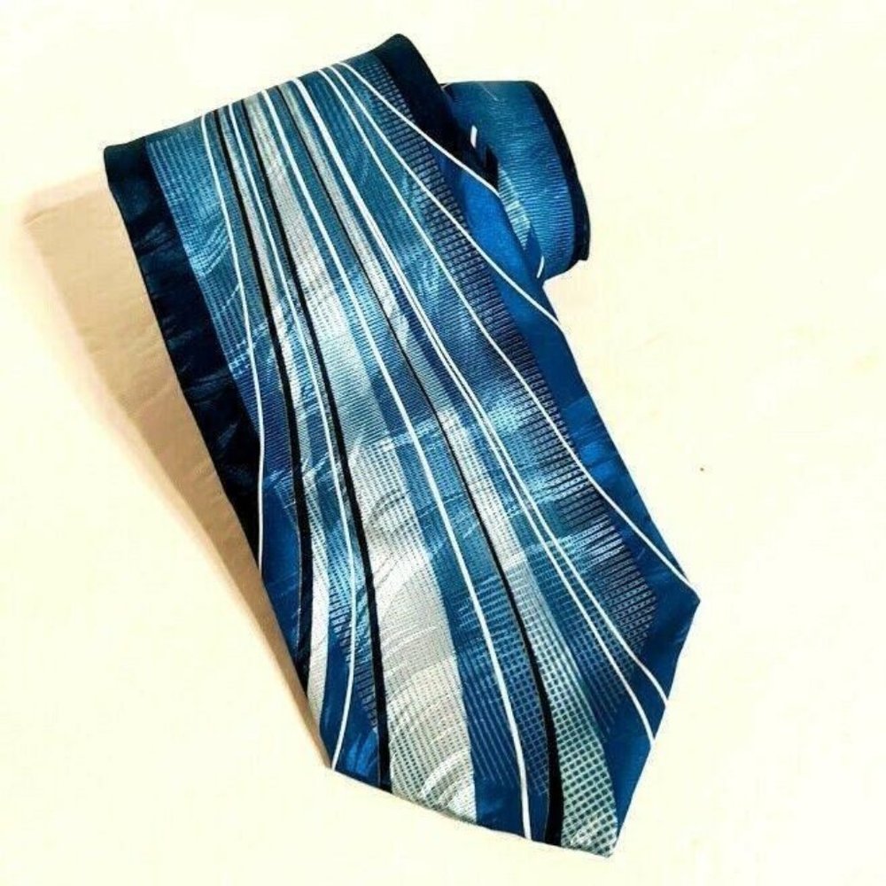 Men's Il Canto Blue Striped Swirl Neck Tie